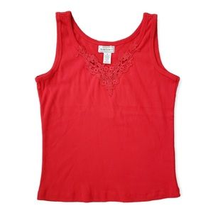 New Anne Lewin Women's Size M Red Cotton Sleeveless Tank Top